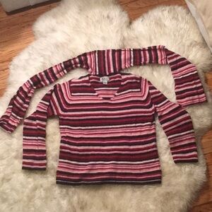 Women’s Striped Sweater Top - Pink, Black and Red